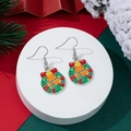 Detailed view of Christmas wreath earrings with red bows and bells on a festive background - Wreath Bell Style (18)