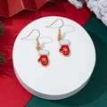 Weihnachtshandschuh-Ohrringe mit goldenem Schneeflockenmuster in festlichem Rot und Weiß Emaille - Weihnachtshandschuh-Stil (19)
