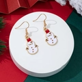 Festliche Weihnachts-Schneemann-Ohrhänger mit weißer Emaille und rotem Hut Gold - Schneemann mit Roter Mütze-Stil (20)