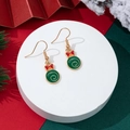 Weihnachtliche Ohrringe mit roter Schleife und grünem Emaille-Spiralanhänger, vergoldet - Spiral-Weihnachtskugel-Stil (22)