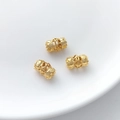 Three gold-plated hollow lotus flower spacer beads for DIY jewelry making on white tray - Floral Branch Hollow Style (6#) / 1 Piece (7x11mm)
