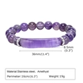 Dettaglio di bracciale con perle di ametista da 8,5 mm e distanziali in acciaio inossidabile - Viola