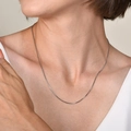 Collier chaîne box minimaliste en acier inoxydable poli argenté de 2mm pour femmes - 50cm / 1mm Couleur Acier