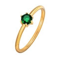 Minimalist gold stainless steel ring with a round emerald green zircon and six-prong setting - US 6 / Gold Emerald Green Round Zirconia (RC-628GG)