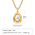 Detailed view of gold plated copper shell pendant with precise dimensions and size specs - Gold