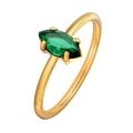 Minimalist gold-plated stainless steel ring featuring a marquise-cut green zircon stone - US 8 / Gold Emerald Green Marquise Zirconia (RC-629GG)