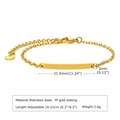 Detail showing dimensions and material of adjustable gold stainless steel ID bar bracelet - Gold 16+5cm
