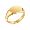 Polished gold stainless steel signet ring with a minimalist smooth oval face for women - Size 6 / Gold Oval Minimalist Style (RC-471G)