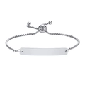 Verstelbare zilverkleurige roestvrijstalen bar armband met een minimalistische gebogen plaat - Staalkleur