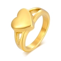 Minimalist gold heart-shaped ring with split band design in polished stainless steel - Size 7 / Gold Heart Hollow Style (RC-416G)