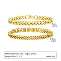 Ensemble de deux bracelets chaîne en acier inoxydable doré pour femme, longueur 18 cm - 18cm / Or