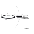 Detailed view of 5mm black stainless steel cuff bangle with size measurements - Black