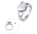 Polished silver heart cremation ring for ashes in stainless steel with screw opening - Silver Heart Memorial Style (RC-416S)