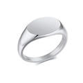 Polished silver stainless steel signet ring with a blank oval flat top for women - Silver Oval Minimalist Style (RC-471S)