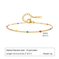 Detail of IP gold plated stainless steel chain with colorful 2mm enamel beads and K18 tag - Multicolored Bead Bracelet (BR-2065G-2)