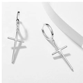 Boucles d'oreilles créoles croix en argent sterling S925 avec finition argentée polie - Style de fermoir de boucle d'oreille (141 styles)