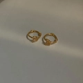 Primer plano de pendientes de mariposa dorados con circonitas y aros metálicos circulares - 1684 Dorado Mariposa