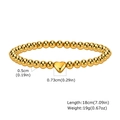 Dettagli del bracciale a sfere dorate in acciaio inossidabile con cuore e misure - Oro