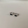 S925 Sterling Silber Creolen mit schwarzer Emaille-Einlage im minimalistischen Unisex-Stil - 935 Rechteck Stil
