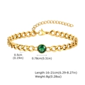 Dettagli del bracciale a catena cubana dorata con zircone verde e chiusura a moschettone - Verde
