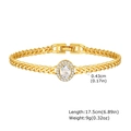 Detail showing 17.5cm gold oval crystal bracelet with dimensions and weight specs - Transparent Oval Rhinestone Style (123GW)