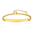 Gepolijste gouden roestvrijstalen parelketting armband met blanco graveerbare gebogen plaat - Goud