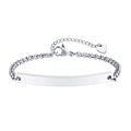 Aanpasbare zilveren roestvrijstalen armband met gebogen plaatje en een hartvormige hanger - Staalkleur