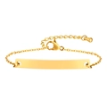 Minimalist gold stainless steel bar bracelet with adjustable chain and lobster clasp - Gold