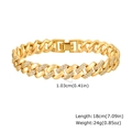 Detail view of 10mm gold Cuban link bracelet with zircon inlay and size dimensions - Cuban Link Zirconia Style (PBR-221G)