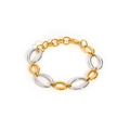 Bracelet chaîne bicolore en acier inoxydable or et argent avec grands maillons et fermoir - Or & Argent