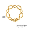 Dames 18K vergulde roestvrijstalen grove schakelarmband met een stevige OT-sluiting - Toggle Sluiting Stijl / Goud