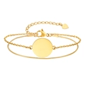 Dubbellaagse gouden roestvrijstalen kettingarmband met een ronde graveerbare hanger - Goud