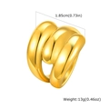 Détails d'une bague dorée épaisse à trois couches avec 1,85 cm de largeur et 13 g - US 6 / Style Vague à Trois Couches (RC-717)