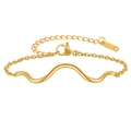 Elegante 18K vergulde roestvrijstalen golfbuis armband met kreeftsluiting voor dames - K18 Tag Gegolfde Armband