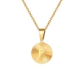 Golden stainless steel necklace featuring a round pendant with embossed letter F - Letter F Style