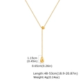 Détail du collier en Y doré avec perle et pendentif goutte montrant les dimensions - Or