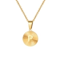 Collana dorata in acciaio inossidabile con pendente rotondo e lettera P incisa - Stile Lettera P
