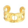 Böhmisches goldfarbenes Armband mit Hammerschlag-Struktur und runden Ausschnitten - Einzelner Armreif - Gold