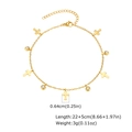 Detail der goldenen Kreuz-Fußkette mit Maßen 22+5cm und funkelnden Strass-Anhängern - Kreuz Strass Perlen (JC-224G02) / 22+5cm