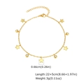 Detail der goldenen Fußkette mit Sternanhängern und verstellbarer Verlängerungskette - Stern Strass Perlen (JC-224G03) / 22+5cm