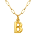 Collier chaîne trombone dorée avec un pendentif lettre B majuscule en relief 3D - Lettre B / Or