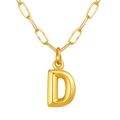 Collier doré en acier inoxydable avec pendentif lettre D 3D et finition mate élégante - Lettre D / Or
