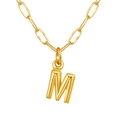 Collier plaqué or 18 carats avec pendentif lettre M et chaîne à maillons trombone - Lettre M / Or