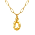 Collier doré avec pendentif lettre O 3D et chaîne trombone pour femme style minimaliste - Lettre O / Or