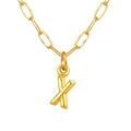 Collier chaîne trombone en acier inoxydable plaqué or 18K avec pendentif lettre X - Lettre X / Or