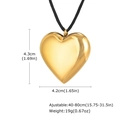 Polished gold heart pendant on adjustable black cord with precise size dimensions - Heart Style (NC-2153)