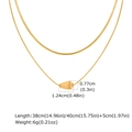 Detail showing gold teardrop pendant dimensions and double layer striped necklace chain - Gold