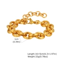 Detail of golden geometric linked chain with lobster clasp and extension specifications - Textured Bold Link Style (BR-2288)