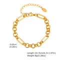 Detail of golden stainless steel paperclip chain with K18 tag and adjustable clasp - Mixed Clip Link Style (BR-2392)