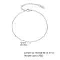 Detailweergave van hartbedeltjes aan de roestvrijstalen enkelband met maat 22+5cm - Hart hanger stijl / Zilver (JC-217S)